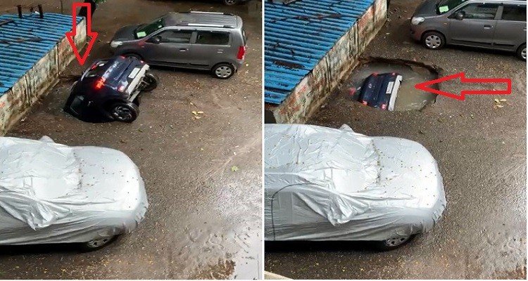 An SUV fell into a 43-foot-deep well in Ghatkopar in Mumbai Twelve hours after a car sank into a ditch