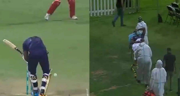 West Indies all-rounder Andre Russell suffered a blow on the head while batting being